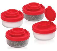 Salt and Pepper Pots - Salt and Pepper Shakers in a Range of Sizes - Non-Toxic Salt and Pepper Set for Home, Camping, Picnics, Lunch Boxes - Transparent Salt Pepper Set - Small, 4 Pack
