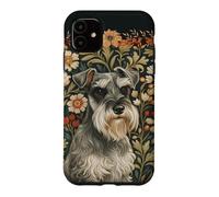 Salt and Pepper Schnauzer Vintage Floral Art Case for iPhone 11
