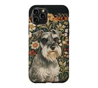 Salt and Pepper Schnauzer Vintage Floral Art Case for iPhone 11 Pro