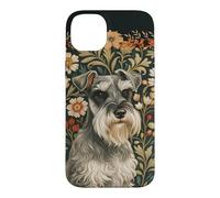 Salt and Pepper Schnauzer Vintage Floral Art Case for iPhone 14 Plus