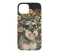Salt and Pepper Schnauzer Vintage Floral Art Case for iPhone 15 Plus