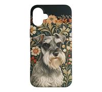 Salt and Pepper Schnauzer Vintage Floral Art Case for iPhone 16 Plus