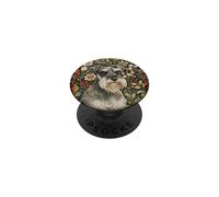 Salt and Pepper Schnauzer Vintage Floral Art PopSockets Adhesive PopGrip