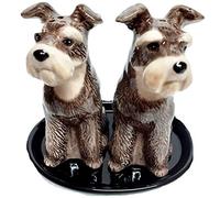 Salt and Pepper Shaker Animal Schnauzer Dog Gift Set Ceramic 3-Piece Approx. 13 x 10 cm