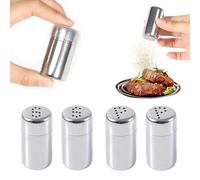 Salt and Pepper Shaker Set, 4-Piece Salt Shaker, Small, 5 ml Spice Bottle, Salt Shaker, Mini, Stainless Steel Pepper Glass with Lid S/P-shaped Holes, for Bento Box, Home, Outdoor Grill