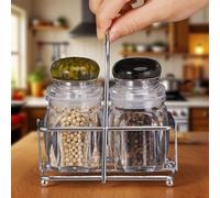 Salt and Pepper Shakers, Clear Seasoning Jar Set, Kitchen Supplies Glass Containers for Apartment, Picnic, Restaurant, Farmhouse, Pantry, Cabinet, Shelf, Camping, Everyday Cooking