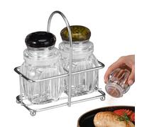 Salt and Pepper Shakers - Clear Shaker Set | Kitchen Supplies Seasoning Jars for Apartment Picnic Shelf Cabinet Restaurant Farmhouse Pantry Cooking Dining Kitchen Camping Accessories