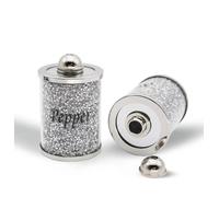 Salt and Pepper Shakers - Glass Crystal Crushed Diamonds Salt & Pepper Canister Storage Jar, Cooking Seasoning Jar, Kitchen Accessories 12cm