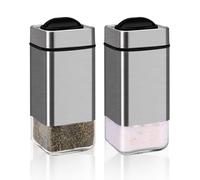 Salt and Pepper Shakers, Glass Salt Shaker Set with Adjustable Pour Holes, Ideal for Black Pepper, Kosher and Himalayan