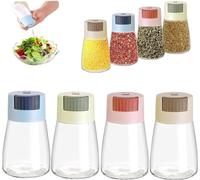Salt and Pepper Shakers Precise Quantitative Push Type, Measuring Seasoning Shaker, Press Type Salt Dispenser, Spice Dispenser, Each Press 0.5g, Sealed, Proof, Refillable Desig(4pcs)