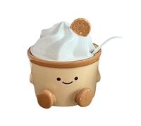 Salt Bowl - 7.28 Inches, Cartoon Low Ceramic Jar with Lid & Spoon | Funny Salt Container, Table Holder for Kitchen, Food, Cooking, Picnic, Camping, Bar