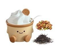 Salt Bowl | Ceramic Jar - Cartoon Lid with Spoon Cute Box for Kitchen Home Picnic Tabletop | Baking Dining Cooking Camping Outdoor - Bar Coffee Station Container