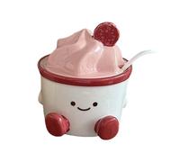 Salt Container,Cartoon Cute Ceramic Jar with Lid and Spoon,Cute Sugar Container | for Kitchen Picnic Tabletop Baking Condiment Dining Cooking Household Outdoor Camping Bar Coffee Station