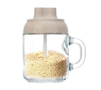 Salt Container - Clear Salt Jar, Kitchen Seasoning Jar | Rack with Lid and Spoon, Condiment Organizer, Easy Access Salt Keeper for Cooking (Cream Colored)