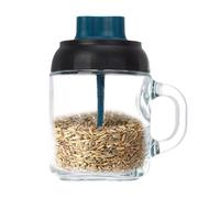Salt Container - Clear Salt Jar, Kitchen Seasoning Jar | Rack with Lid and Spoon, Condiment Organizer, Easy Access Salt Keeper for Cooking (Blue)