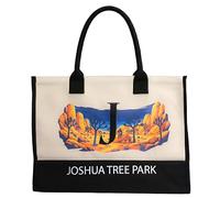 Salt Earth 100% Cotton Personalized Everyday Canvas Initial Tote Bag for Women, Monogrammed Large Utility Bag for Beach, Joshua Tree Park, Landmarks