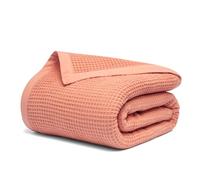 Salt Earth GOTS Certified 100% Organic Cotton Throw Blanket, 108" X 90" Waffle Blankets & Throws for Bed, Throw Blanket for Couch, Modern & Cozy Blanket, All Seasons, Comfy and Soft Blanket(Sun Bay)