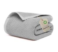 Salt Earth GOTS Certified 100% Organic Cotton Throw Blanket,108"X108" Waffle Blankets & Throws for Bed, Throw Blanket for Couch,Modern and Cozy Blanket,All Seasons, Comfy Soft Blanket (Scottish Grey)