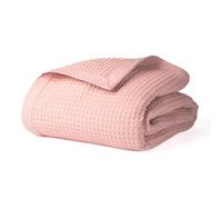 Salt Earth GOTS Certified 100% Organic Cotton Throw Blanket, 108"X108" Blankets & Throws for Bed, Throw Blanket for Couch,Modern & Cozy Blanket, All Season Waffle Blanket, Soft Blanket (Misty Rose)