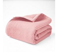 Salt Earth GOTS Certified 100% Organic Cotton Throw Blanket, 108"x90" Waffle Blankets & Throws for Bed, Throw Blanket for Couch, Cozy Christmas Blankets and Throws for Christmas Gifts (Misty Rose)
