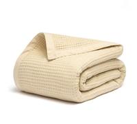 Salt Earth GOTS Certified 100% Organic Cotton Throw Blanket, 90" X 90" Waffle Blankets & Throws for Bed, Throw Blanket for Couch, Modern and Cozy Blanket, All Season, Comfy & Soft Blanket (Parchment)