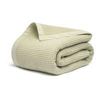 Salt Earth GOTS Certified 100% Organic Cotton Waffle Throw Blanket, 55"x60", Sea Foam