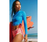 Salt Gypsy Ruched Solid UV Protection Surf Rashguard at Free People in Blue Snap, Size: Small - female
