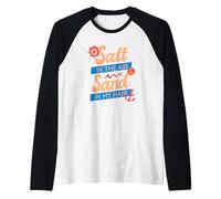 Salt in The Air Sand in My Hair Summer Beach Ocean Vacation Raglan Baseball Tee