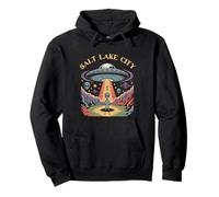 Salt Lake City Alien UFO Abduction Retro Sci-Fi Art Pullover Hoodie