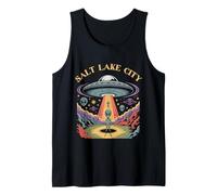 Salt Lake City Alien UFO Abduction Retro Sci-Fi Art Tank Top