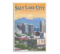 Salt Lake City Metal Tin Sign - City of Saints Picture Tin Sign Travel Vintage Art Wall Decor Sign Home Kitchen Bar Patio Cave Funny Decor 15x30CM