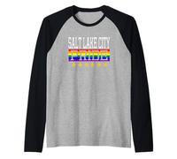 Salt Lake City Pride Gay Lesbian Queer LGBT Rainbow Flag Raglan Baseball Tee