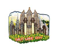 Salt Lake City USA Fridge Magnet 3D Classic Wooden Refrigerator Magnets Landmark Handmade Craft Travel Souvenir Gift Collection Decoration -183