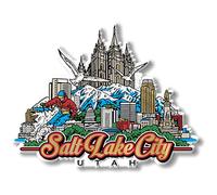 Salt Lake City, Utah City Magnet by Classic Magnets, 3D Rubber Vintage-Style Collectible Souvenirs and Gifts Made in The USA, 4.2" x 3.3"