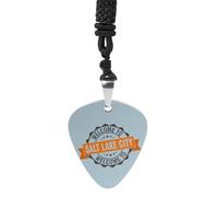 Salt Lake City Vintage Pick Necklace Guitar Bass Pick Pendant &B Steel Music Jewelry for Music Lovers