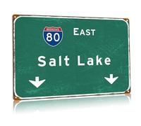 Salt Lake East Metal Tin Signs Interstate 80 Direction Signs Airport Highway Street Iron Plaques Bar Café Garage Bedroom Wall Decor 12x16 Inches