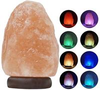Salt Lamp Natural Himalayan Crystal Multi 7 Colors Changing USB Natural Salt Lamp Light Glow Hand Crafted Night Light for Lighting Pink Mini Lamp Home Decoration (Pack of 1)