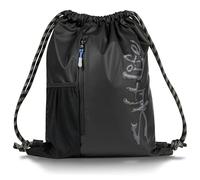 Salt Life Drawstring Backpack for Men and Women - Small Draw String Cinch Gym Bag with Water Bottle Pocket and Zipper Pocket, Black, One Size