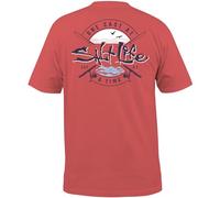 Salt Life Men's One Cast at a Time Short Sleeve Tee T-Shirt, Burnt Coral, Medium