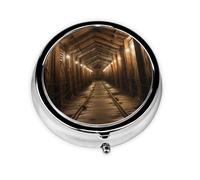 Salt Mine Pill Case with Mirror Retro 3 Compartment Pill Box Small Pill Organizer for Purse or Pocket Decorative Metal Medicine Vitamin Organizer Unique Gifts