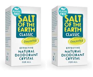 Salt of the Earth - Natural Crystal Deodorant- Plastic Free, Fragrance Free, Vegan, Leaping Bunny Approved - 100% Natural Origin Ingredients - Suitable for Women, Men, and Kids - Unscented - 75g