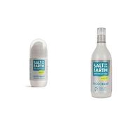 Salt Of the Earth Natural Deodorant Roll-on Refill, Unscented, Fragrance Free - Vegan, Long Lasting Protection, Leaping Bunny Approved, Made in the UK, 525 ml & refillable roll on 75ml