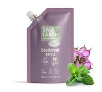 Salt of the Earth - Natural Deodorant Spray Refill Pouch, x3 Uses - Clary Sage & Mint - Vegan, Long Lasting Protection, Leaping Bunny Approved, Made in the UK - 300ml