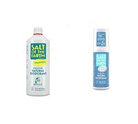 Salt Of the Earth Natural Deodorant Spray Refill, Unscented, Fragrance Free - Vegan, Long Lasting Protection, Leaping Bunny Approved, Made in the UK, 1000 ml & Natural Deodorant Spray, 100 ml