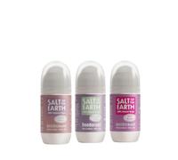 Salt of the Earth - Refillable Natural Deodorant Roll On, Floral Scents Bundle (3 x 75ml) for Women & Kids, Vegan, Cruelty Free, 100% Natural Ingredients