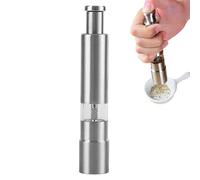 Salt Pepper Grinder - 15.3 * 2.8cm Push Button Pepper Grinder, Stainless Steel Base Rod Grinding Mechanism, Compact Adjustable Coarse Fine Kitchen Mills | Single or Two Piece Set Dining Table