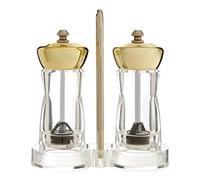 Salt & Pepper Mill Set, with Stand, Gold