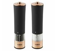 Tower Electric Salt and Pepper Mill, Stainless Steel, Soft-Touch Body, Rose Gold and Black, T847003RB