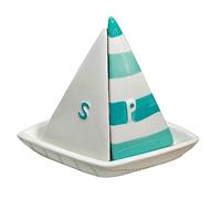 Salt Pepper Set Sail Boat Ceramic Novelty Kitchen Seaside Nautical Shaker Pots