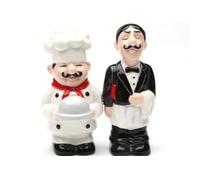 Salt & Pepper Shakers Set - CHEF AND WAITER New Ceramic Kitchen Gifts 8598
